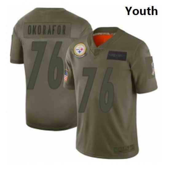 Youth Pittsburgh Steelers 76 Chukwuma Okorafor Limited Camo 2019 Salute to Service Football Jersey